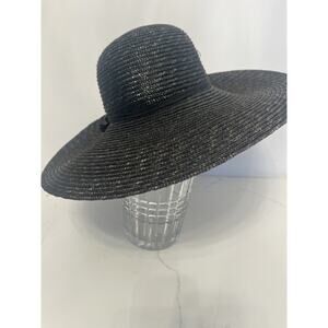 Lola Womens Straw Sun Hat S Black Floppy Wide Brim Packable Resort Festival